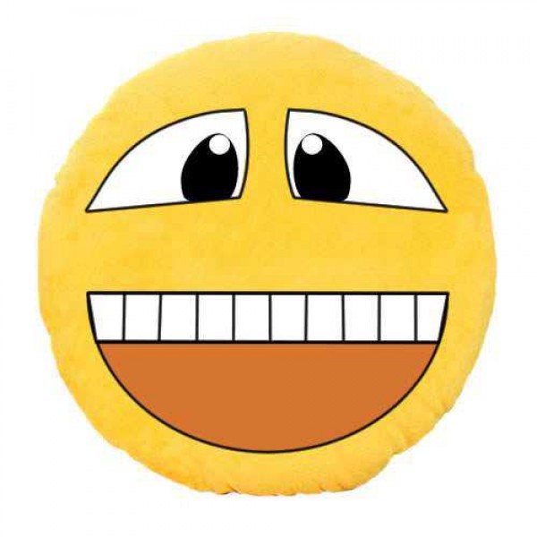 Soft Smiley Emoticon Yellow Round Cushion Pillow Stuffed Plush Toy Doll (Happy Smile)